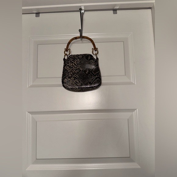 Snakeskin mini purse with wooden handle - Picture 2 of 2